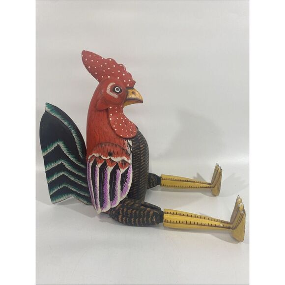 Pier One Imports Wooden Hand Painted Primitive Folk Art  Rooster Shelf Sitter - Picture 2 of 9